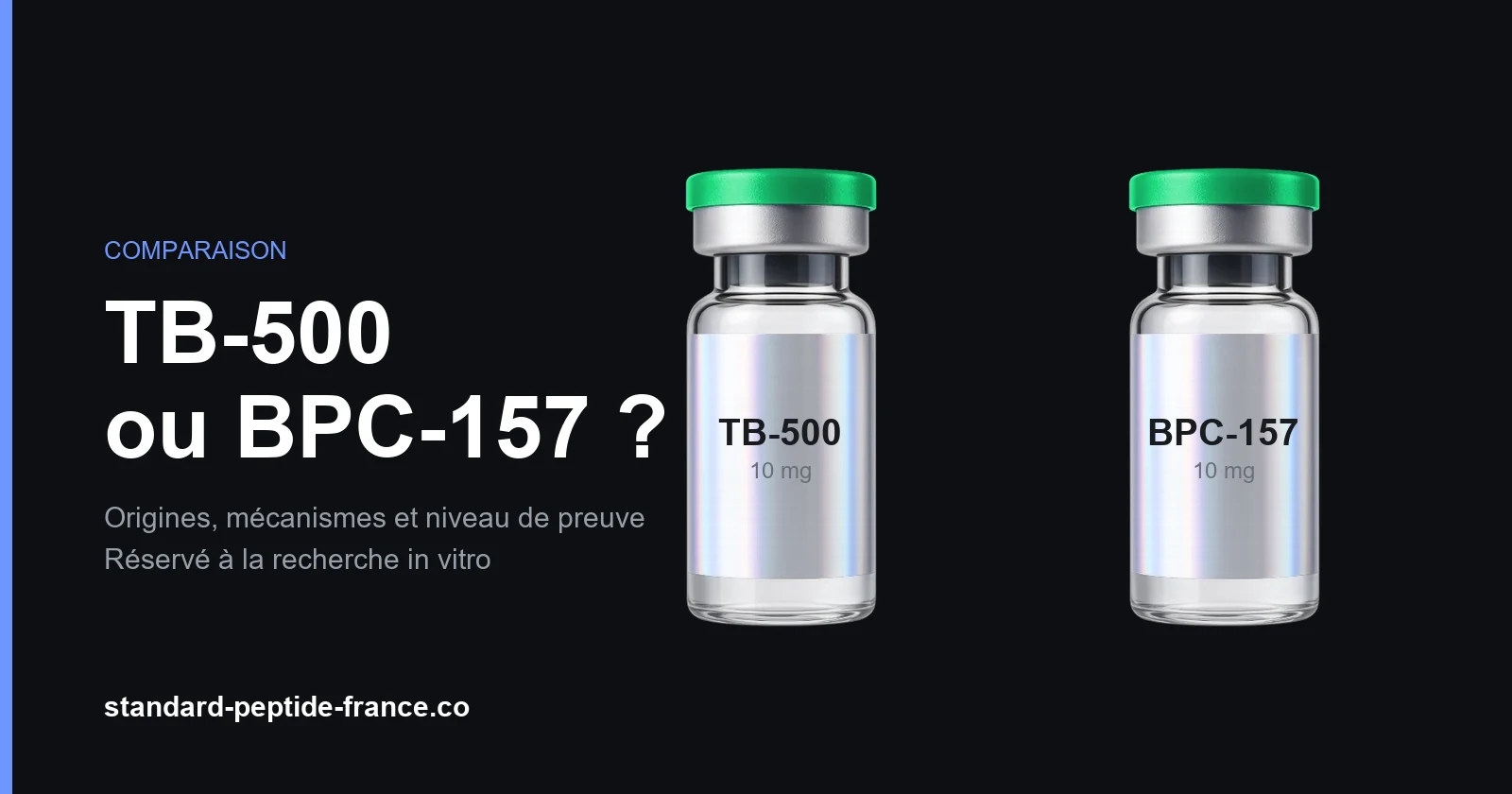 TB-500 et BPC-157 comparés : origines, mécanismes et niveau de preuve — réactifs réservés à la recherche in vitro