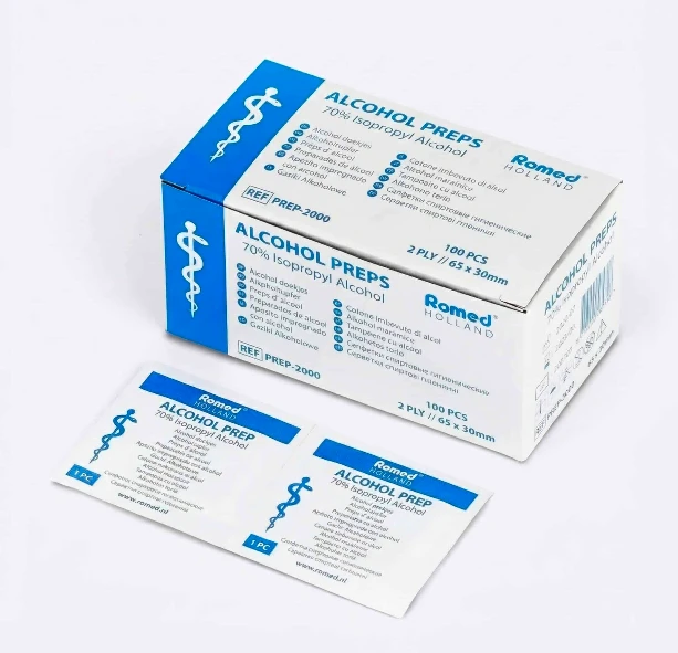 Lot de 20 tampons alcoolisés à l'isopropanol 70 %, sachets individuels